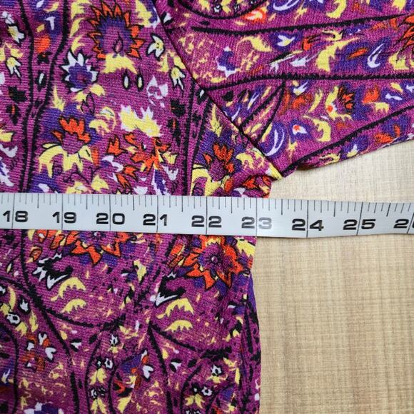 Melloday Womens Paisley Wrap Top Size XL Purple Smocked Hem Bohemian - Picture 8 of 11